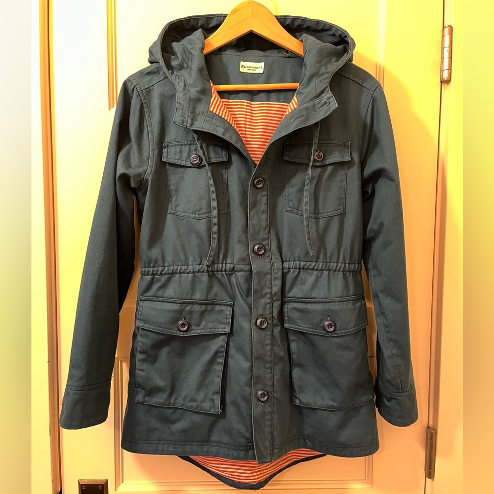 Bridge & Burn | Womens 100% Cotton Canvas Hooded Coat Blue Size: M